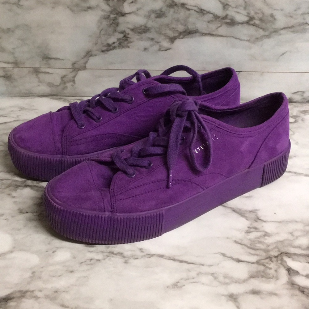 Purple faux suede platform sneakers